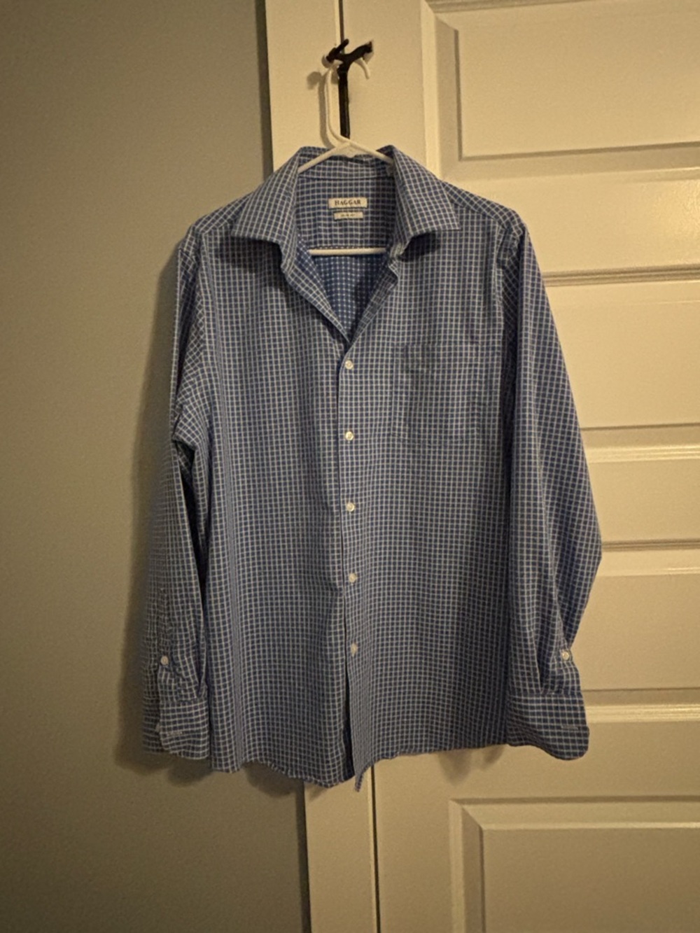 Haggar Light Blue Check Dress Shirt